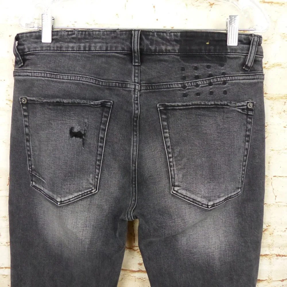 Ksubi Mens 34X32 Van Winkle Hazlow Angst Trashed Jeans Black Button Fly Grunge